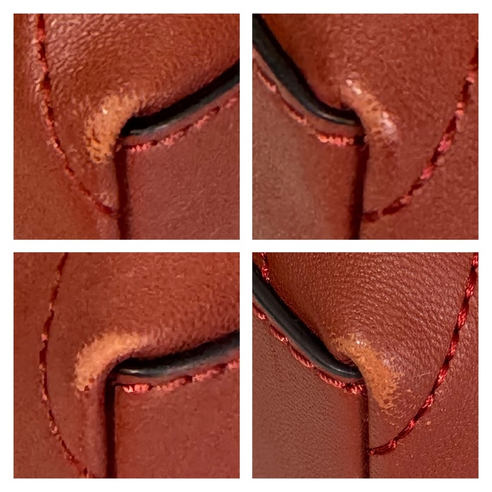 RARE Tory Burch Small Alexa Convertible Tote Bag Quilted Lambskin Rust Gold EUC - Picture 10 of 15